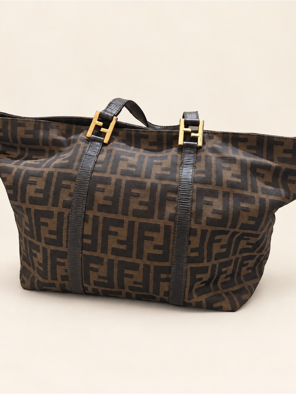 Vintage Fendi Zucca FF Monogram Jacquard Tote Bag Brown 🤎